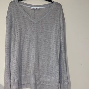 Women’s Van winkle & Co. V-neck knit sweater top silver stripe size small comfy